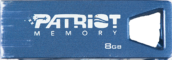 Blue Patriot Memory USB flash drive with 8 GB capacity.